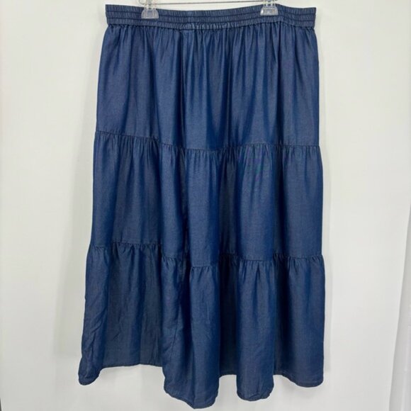 Laura Plus New Plus Size Tier Tencel Denim Midi Skirt Size 22 - Picture 10 of 10